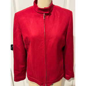 Women's Preview Collection Red Petite zip front cashmere wool Jacket Size 10P